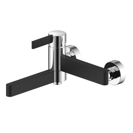 Смеситель для ванны ARGOtech Pers черный/хром однорычажный с коротким изливом с лейкой (35-05PERS)