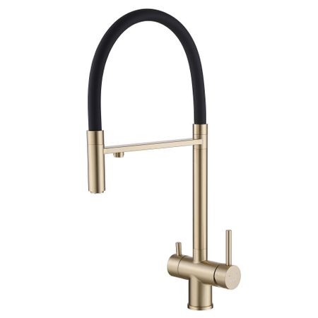 Смеситель для кухни Abber Wasser Kreis золото с высоким изливом с подключением к фильтру однорычажный (AF81141G)