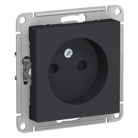 Розетка Systeme Electric AtlasDesign встраиваемая карбон со шторками (ATN001049)