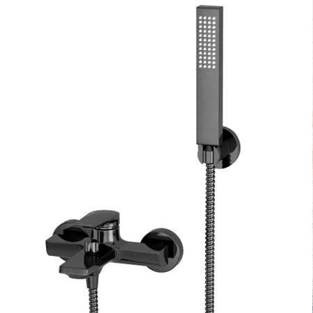 Смеситель для ванны WasserKraft Wiese 8400 графит однорычажный с коротким изливом с лейкой (8401)