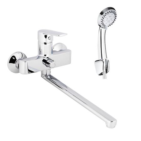 Смеситель для ванны Decoroom DR22 хром однорычажный с длинным изливом с лейкой (DR22043) ch 70 гидравлические штампы для пробивки шлицевых отверстий гидравлическая ручная штамповка с длинным отверстием