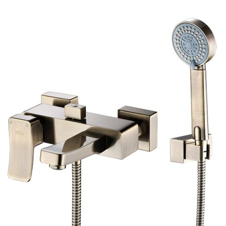 Смеситель для ванны WasserKraft Exter бронза однорычажный с коротким изливом с лейкой (1601)