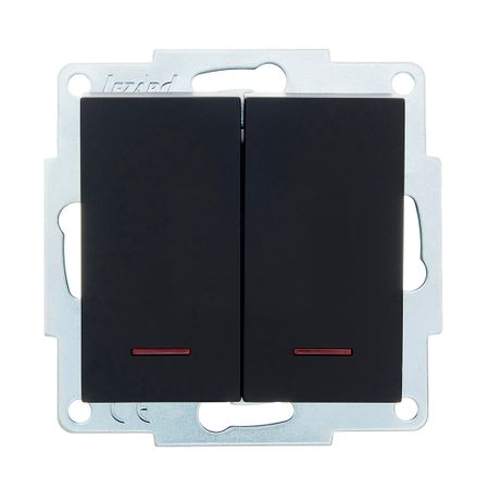 Выключатель Lezard Vesna двухклавишный встраиваемый черный бархат с подсветкой (742-4288-112)