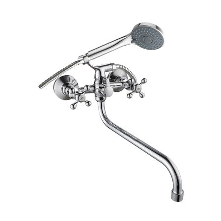 Смеситель для ванны Corsa Deco Flow L хром двухвентильный с длинным изливом с лейкой (1010683)