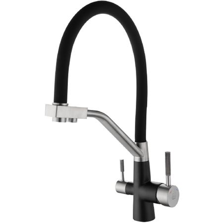 Смеситель для кухни ARGOtech Solid черный с гибким изливом с подключением к фильтру однорычажный (35-11 SOLID black)