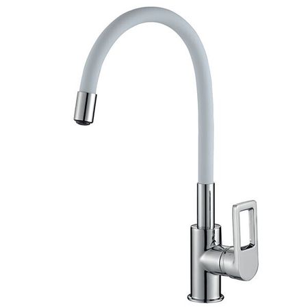 Смеситель для кухни Rossinka Z хром/белый с гибким изливом однорычажный (Z35-35U-White) пластиковый аэратор для смесителя 720°