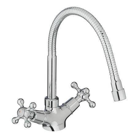 Смеситель для кухни Milardo Duplex хром с гибким изливом двухвентильный (DUPSB0FM05)