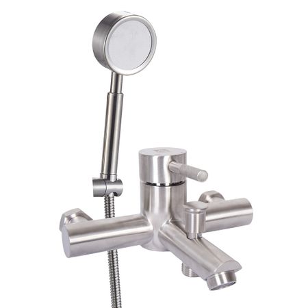 Смеситель для ванны ARGOtech Solid сатин однорычажный с коротким изливом с лейкой (35-05 SOLID)