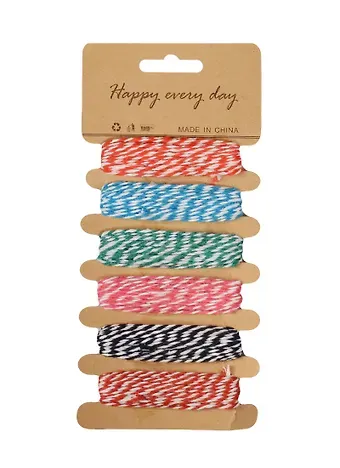 Набор шнуров для декора 5 метров*6 цветов, хлопок