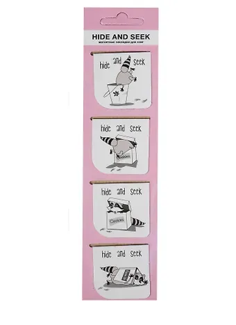 Магнитные закладки «Hide and seek. Енот», 4 штуки