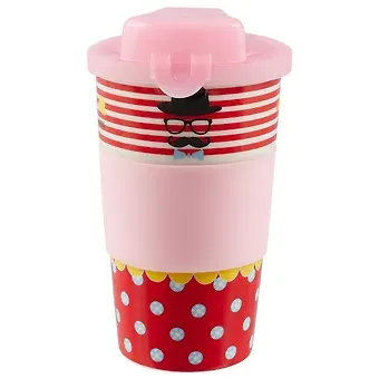 Термостакан цветной с полосками Усы 500мл (коробка)