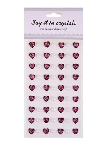 Стразы сердца+полубусины, цвета в ассортименте