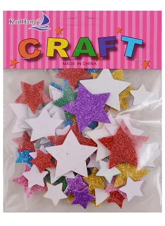 Наклейки EVA Звездочки глиттер, микс размеров и цветов, 8 гр