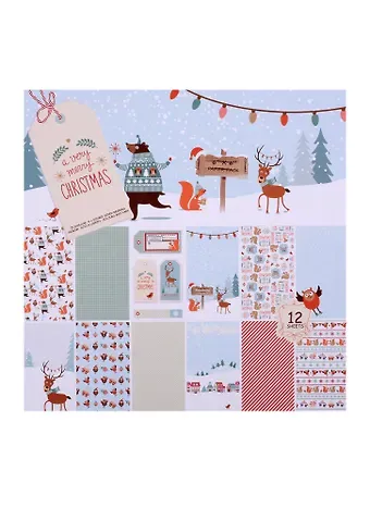 Бумага д/скрапбукинга 15,2*15,2см, 12 дизайнов, 12 листов, двусторонняя A Very Merry Christmas