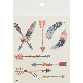 Тату с блестками (микс) Фея, Стрелы, Перья 12*10,5см