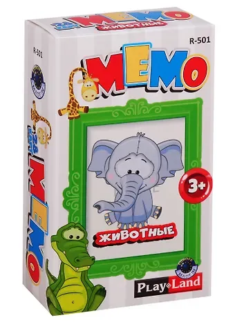 Карточная игра, Play Land, Мемо. Животные R-501