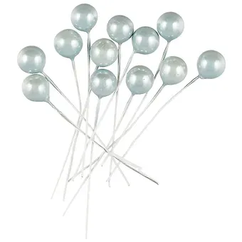 Искусственный декор Жемчужины на проволочке голубые, 0,5см 12шт (ОРР)