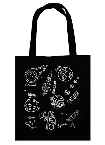 Сумка-шоппер Космос черная, текстиль,  40см.*32см.