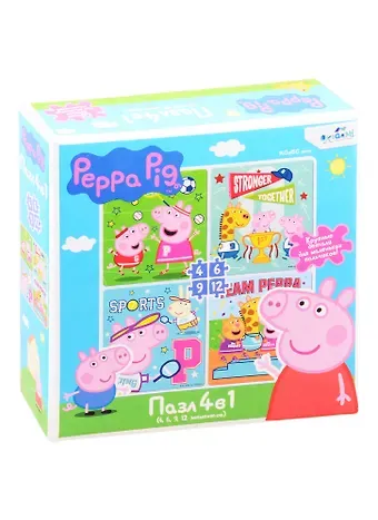 Пазл Свинка Пеппа. Пеппа и спорт Набор.4в1.4-6-9-12эл..05841