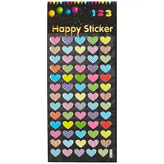 Наклейки Сердечки, 3 вида (12.5*29)