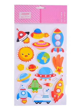 Наклейки объемные deVENTE Spaceship (фоамиран) (15х25 см.) (3+) (8004081) (deVente) (упаковка)