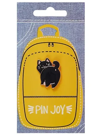 Значок Pin Joy Котик с хвостиком (черный) (металл) (12-08599-920)