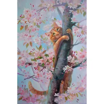 Алмазная мозаика Кот на дереве, 40*50 см.