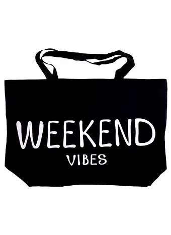 Сумка-шоппер большая Weekend vibes черная, текстиль 70см.*45см.*17см.