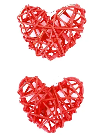 Сердечки декоративные из лозы, Красные (2шт.)