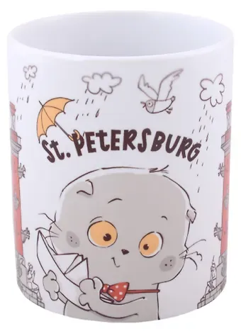 Кружка СПб Басик и ростральные колонны (керамика) (330мл) (коробка)