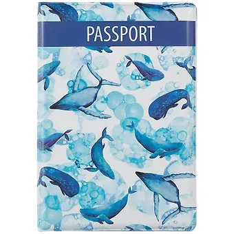 Обложка для паспорта Киты (ПВХ бокс) (12-999-27-552)