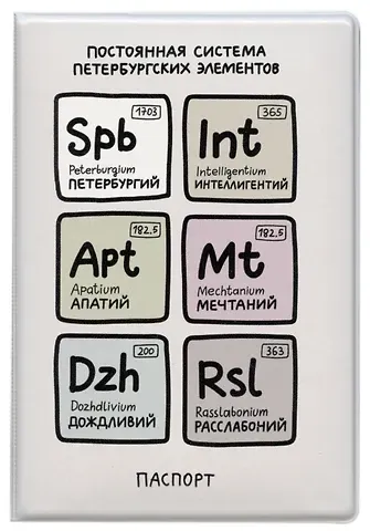 Обложка для паспорта СПб Постоянная система петербургских элементов  (ПВХ бокс)