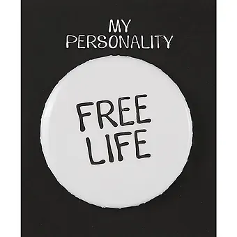 Значок круглый Free Life (белый) (металл) (38мм)