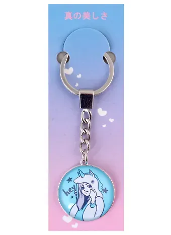 Брелок Аниме Девушка в шапке-единороге комикс (стекло) (3,2 см)