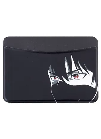 Чехол для карточек горизонтальный Аниме Парень в маске (Сэйнен) ч/б