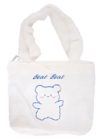 Сумка-шоппер плюшевая Зверек (бежевая) (31х28) (12-BaoDing-X603-2) Bookvalno