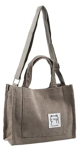 Сумка мини-шоппер с кнопкой кросс-боди серая (вельвет) (25х23) Bookvalno