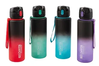 Бутылка матовая Sports черная градиент (пластик) (600мл) (12-16163-202405-B3) Bookvalno