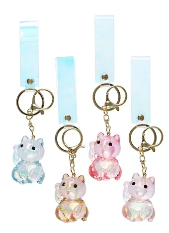 Брелок Котик Манэки-нэко перламутровый (прозрачный) (ПВХ) (6см) (12-05149-A026) Bookvalno