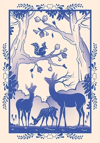 Блокнот Жили-были. Гжель «Олененок» (формат А5, 144 стр., блинтовое тиснение, тонированный блок)