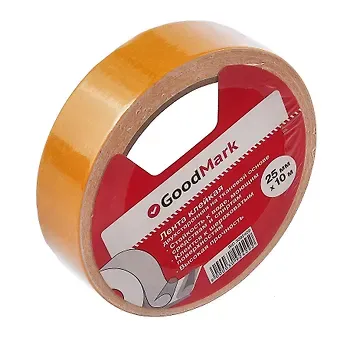 Лента клейкая 25мм*10м двусторонняя на тканевой основе GoodMark