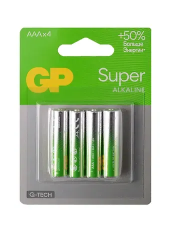 Батарейка GP Super G-Tech AAA (LR03) 24A алкалиновая, BC4