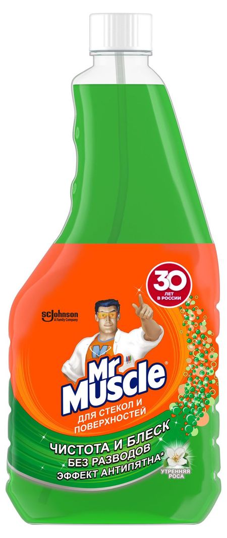 Средство для стекол и поверхностей Mr. Muscle Утренняя роса сменная бутылка, 530 мл