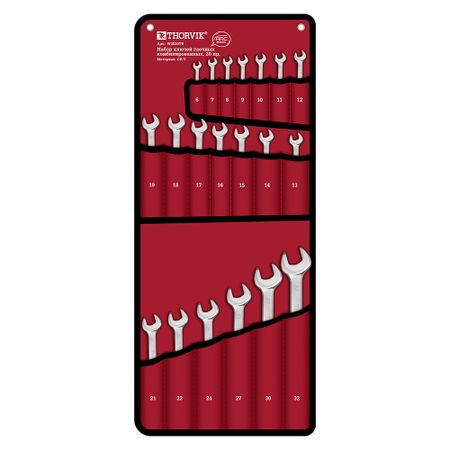 Набор комбинированных ключей Thorvik Arc 6-32 мм в сумке (20 шт.) гаечные ключи полумесяц goobetter 22 220 мм