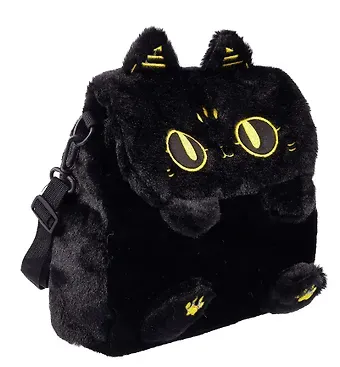 Рюкзачок-игрушка плюшевый Котик черный (17х14) (12-00830-202406-2) Bookvalno