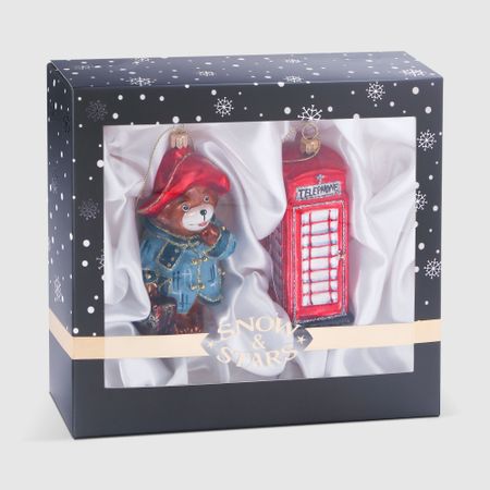 Набор ёлочных игрушек Snow and Stars медвежонок и телефонная будка 2 шт
