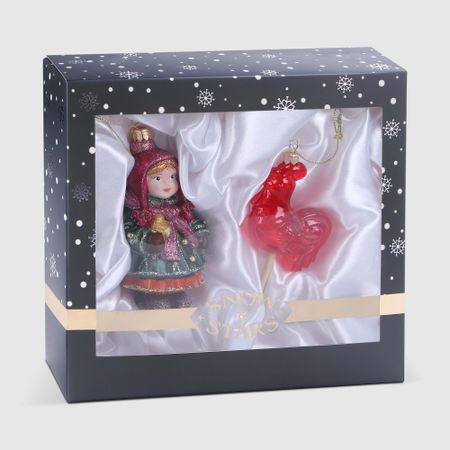 Набор ёлочных игрушек Snow and Stars девушка и леденец 2 шт