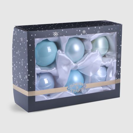Набор ёлочных игрушек Snow and Stars шары голубой, бирюзовый 8 см 6 шт
