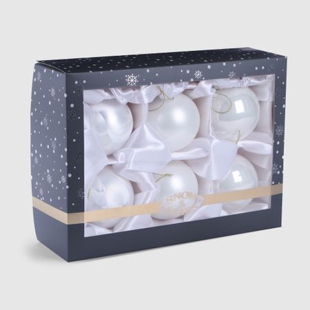 Набор ёлочных игрушек Snow and Stars шары белоснежный микс 8 см 6 шт