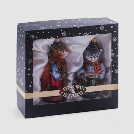 Набор ёлочных игрушек Snow and Stars кот Базилио и лиса Алиса 2 шт